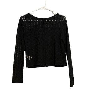 🔥Ambiance Black Sheer Floral Lace Long Sleeve with Button Back